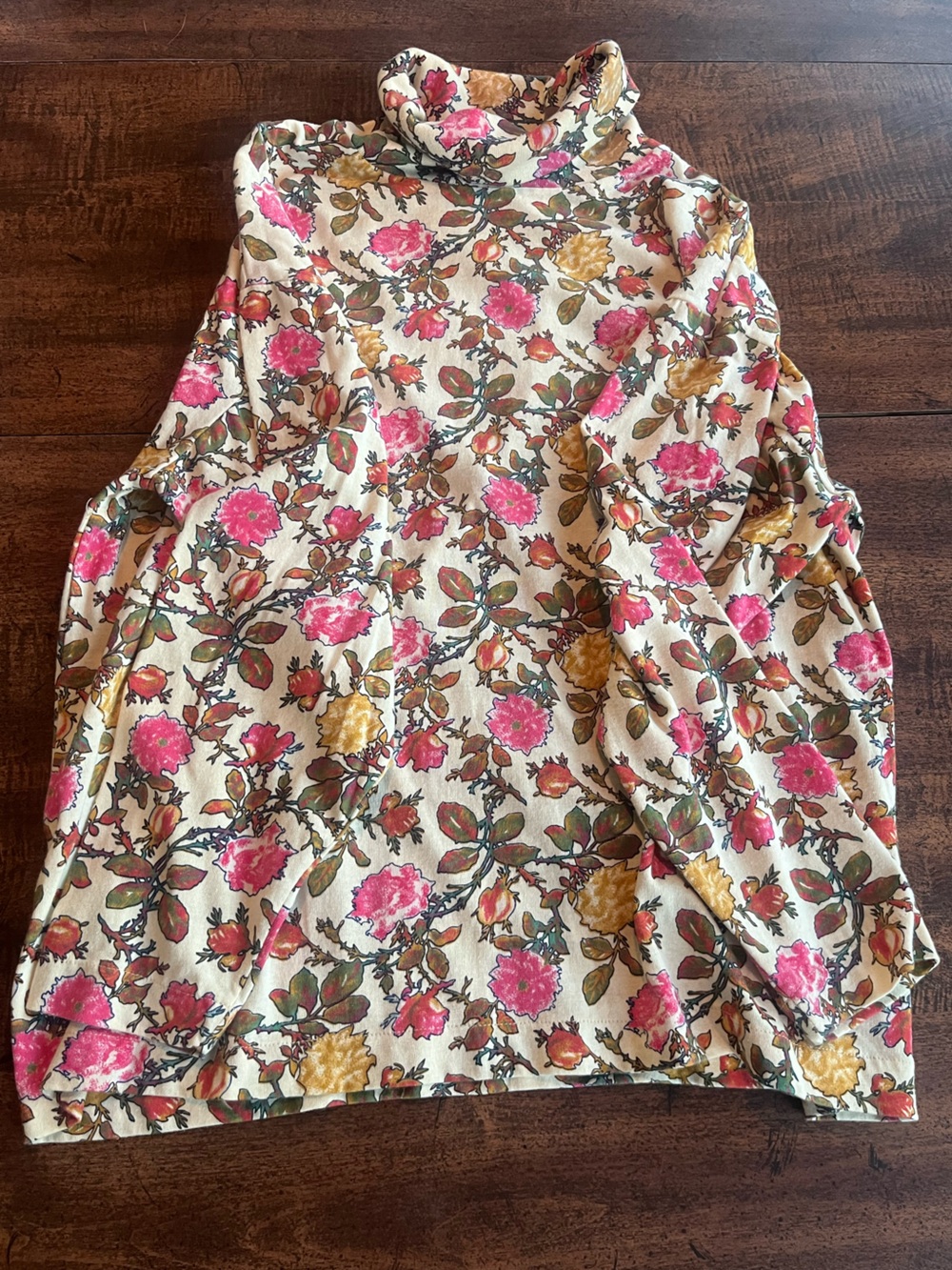 Vintage She Knows!! Floral Turtleneck Top M Garden Botanical Cottagecore 90s